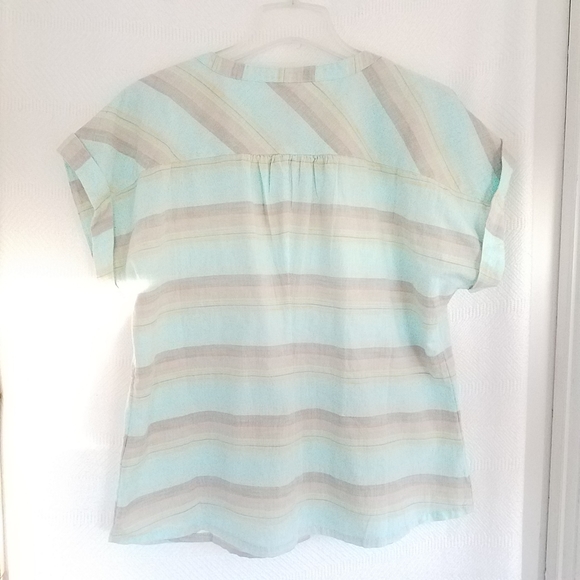 Aventura Blue/Tan Striped Fair Trade Organic Top - Picture 2 of 8